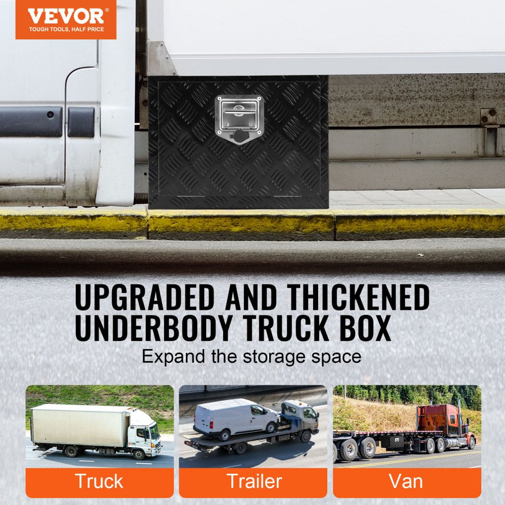VEVOR Underbody Truck Box, 18" x 12" x 14" Pickup Storage Box, Heavy Duty Aluminum Diamond Plate Tool Box with Lock and Keys, Waterproof Trailer Storage Box with T-Handle Latch for Truck, Van, Trailer