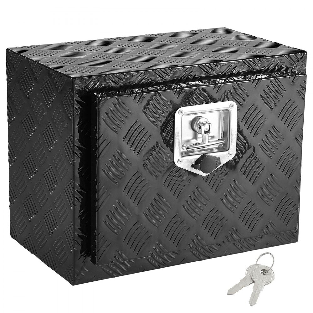 VEVOR Underbody Truck Box, 18" x 12" x 14" Pickup Storage Box, Heavy Duty Aluminum Diamond Plate Tool Box with Lock and Keys, Waterproof Trailer Storage Box with T-Handle Latch for Truck, Van, Trailer
