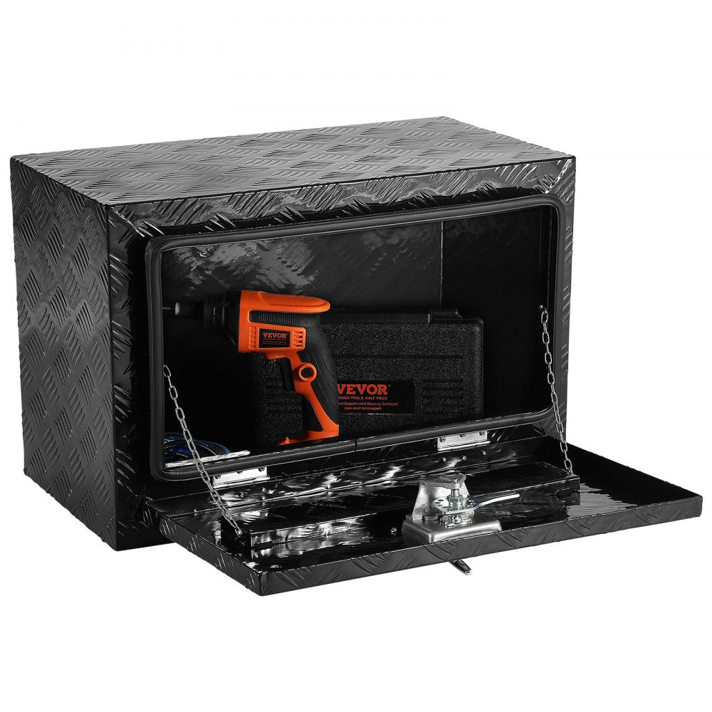 VEVOR Underbody Truck Box, 24" x 14" x 16" Pickup Storage Box, Heavy Duty Aluminum Diamond Plate Tool Box with Lock and Keys, Waterproof Trailer Storage Box with T-Handle Latch for Truck, Van, Trailer