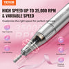 VEVOR Electric Rechargeable Nail Drill, 35,000RPM Portable Cordless Nail E File Machine, LCD-Display Acrylic Gel Grinder Tool with 6 Bits and 50PCS Sanding Bands for Manicure Pedicure Carve Polish