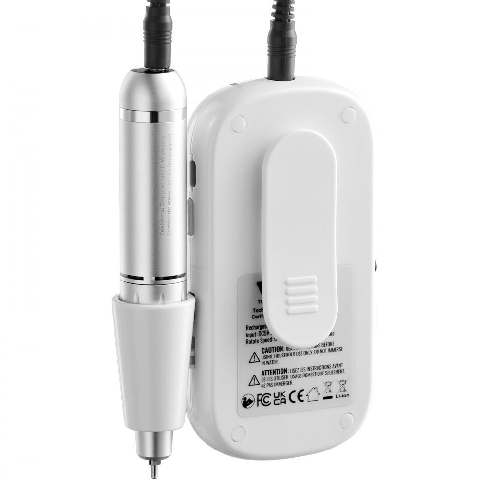 VEVOR Electric Rechargeable Nail Drill, 35,000RPM Portable Cordless Nail E File Machine, LCD-Display Acrylic Gel Grinder Tool with 6 Bits and 50PCS Sanding Bands for Manicure Pedicure Carve Polish