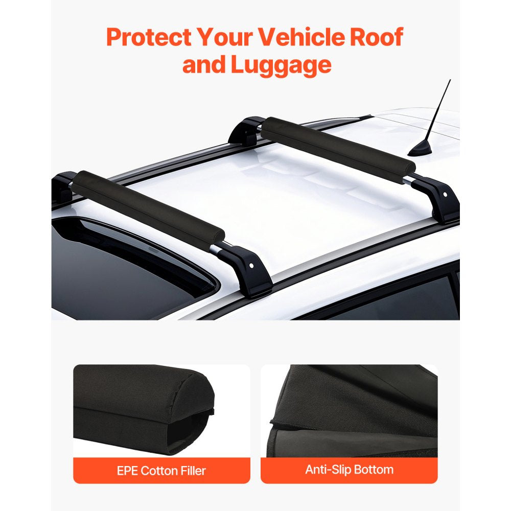 VEVOR Soft Roof Rack Pads, 28" Universal Car Roof Rack Pads for Various Crossbars, 88LBS Load Capacity Luggage Kayak Carrier with 2 Tie Down Straps & Velcros for SUPs Canoes Snowboards Paddle Boards