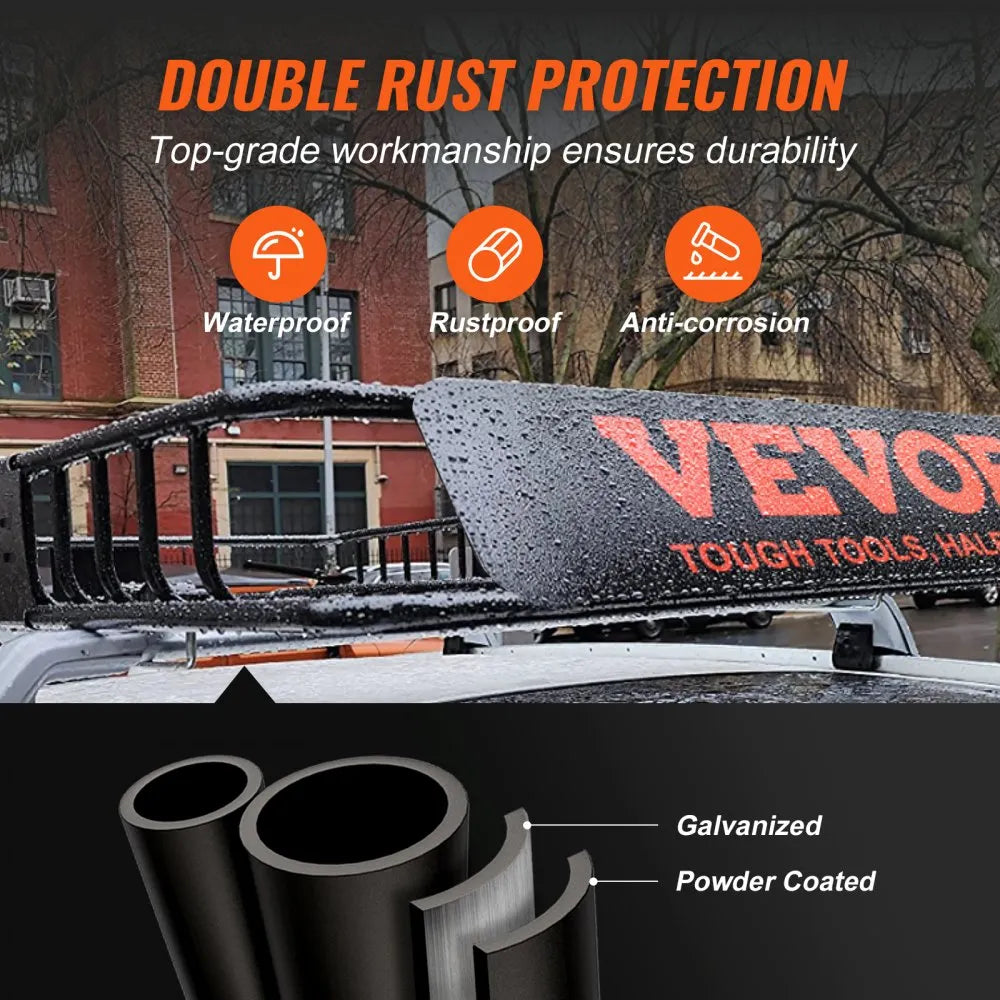VEVOR Roof Rack Cargo Basket, 46" x 36" x 4.5" Rooftop Cargo Carrier, Heavy-duty 200 LBS Capacity Universal Roof Rack Basket, Luggage Holder for SUV, Truck, Vehicle