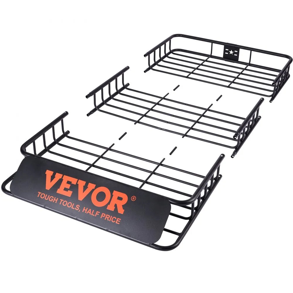 VEVOR Roof Rack Cargo Basket, 64" x 39" x 6" Rooftop Cargo Carrier with Extension, Heavy-duty Steel 200 LBS Capacity Universal Roof Rack Basket, Luggage Holder for SUV, Truck