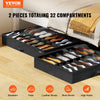 VEVOR Under Bed Shoe Storage Organizer, Set of 2, Total 32 Compartments, Underbed Shoes Closet Storage Solution with Clear Window, Breathable, Foldable Fabric Container Box with Reinforced Handles