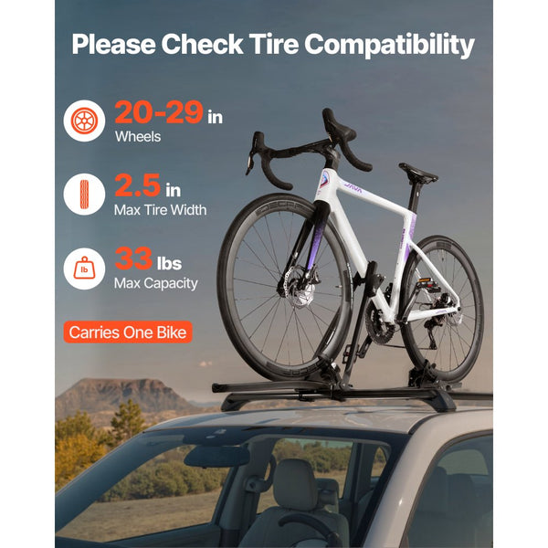 Vevor Roof Bike Rack Upright Mount Locking 33 lbs Capacity for Car SUV ...