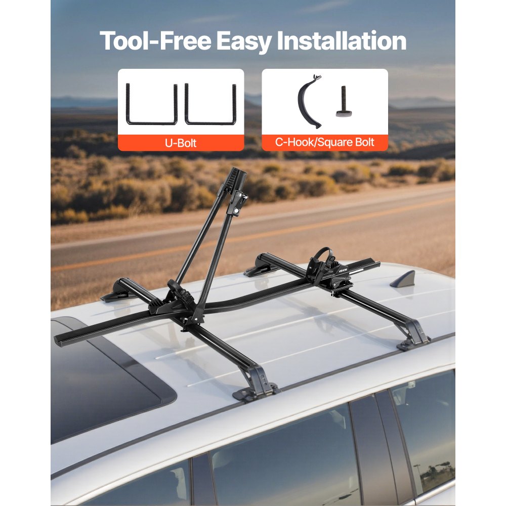 VEVOR Roof Bike Rack, 33 lbs Capacity, Upright Roof Mount Bicycle Rack with Secure Locking System for Most Standard Crossbars, Aluminum Upright Rooftop Bike Rack 1 Bike Carrier for Car SUV, Black