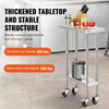 VEVOR Stainless Steel Work Table 24 x 12 x 38 Inch, 500 LBS Load Capacity with 4 Wheels, 3 Adjustable Height Levels, Heavy Duty Food Prep Worktable for Commercial Kitchen Restaurant, Silver