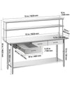 VEVOR Stainless Steel Work Table, 24x72 Inch Food Prep Table with Overshelves and 3 Drawers, Commercial Kitchen Workstation with Adjustable Undershelf, Metal Utility Worktable, for Restaurant Garage