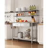 VEVOR Stainless Steel Work Table, 24x48 Inch Food Prep Table with Overshelves and 2 Drawers, Commercial Kitchen Workstation with Adjustable Undershelf, Metal Utility Worktable, for Restaurant Garage