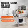 VEVOR Stainless Steel Prep Table, 24 x 30 x 34 Inch, 700 lbs Load Capacity, Heavy Duty Metal Worktable with 3 Adjustable Height Levels, Commercial Workstation for Kitchen Garage Restaurant Backyard