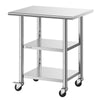 VEVOR Stainless Steel Work Table, 24x30 Inch Food Prep Table with 2 Shelves and Wheels, Commercial Kitchen Workstation, Metal Heavy Duty Utility Worktable, for Restaurant Home Hotel Garage Outdoor
