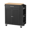 VEVOR Kitchen Island Cart with Storage, 31.3 in Wide Mobile Rolling Storage Island on Swivel Wheels, with Drawer, Storage Cabinet, Spice/Towel Rack, Table for Home Dining Room, Black