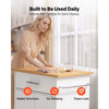 VEVOR Kitchen Island Cart with Storage, 24.84 in Wide Mobile Rolling Storage Island on Swivel Wheels, with Drawer, Storage Cabinet, Towel Rack, Hooks, Table for Home Dining Room, White