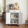 VEVOR Kitchen Island Cart with Storage, 24.84 in Wide Mobile Rolling Storage Island on Swivel Wheels, with Drawer, Storage Cabinet, Towel Rack, Hooks, Table for Home Dining Room, White