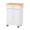 VEVOR Kitchen Island Cart with Storage, 24.84 in Wide Mobile Rolling Storage Island on Swivel Wheels, with Drawer, Storage Cabinet, Towel Rack, Hooks, Table for Home Dining Room, White