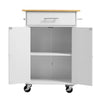 VEVOR Kitchen Island Cart with Storage, 24.84 in Wide Mobile Rolling Storage Island on Swivel Wheels, with Drawer, Storage Cabinet, Towel Rack, Hooks, Table for Home Dining Room, White