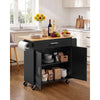 VEVOR Kitchen Island Cart with Storage, 42.28 in Wide Mobile Rolling Storage Island on Swivel Wheels, with Drawer, Storage Cabinet, Drop Leaf, Spice Rack, Table for Home Dining Room, Black