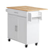 VEVOR Kitchen Island Cart with Storage, 42.28 in Wide Mobile Rolling Storage Island on Swivel Wheels, with Drawer, Storage Cabinet, Drop Leaf, Spice Rack, Table for Home Dining Room, White