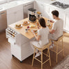 VEVOR Kitchen Island Cart with Storage, 46.06 in Wide Mobile Rolling Storage Island on Swivel Wheels, with Drawer, Storage Cabinet, Drop Leaf, Spice/Towel Rack, Table for Home Dining Room, White