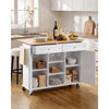 VEVOR Kitchen Island Cart with Storage, 45.67 in Wide Mobile Rolling Storage Island on Swivel Wheels, with 2 Drawers, Storage Cabinet, Drop Leaf, Towel Rack, Table for Home Dining Room, White