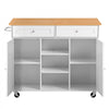 VEVOR Kitchen Island Cart with Storage, 45.67 in Wide Mobile Rolling Storage Island on Swivel Wheels, with 2 Drawers, Storage Cabinet, Drop Leaf, Towel Rack, Table for Home Dining Room, White