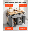 VEVOR Kitchen Island Cart with Storage, 43.7 in Wide Mobile Rolling Storage Island on Swivel Wheels, with 2 Drawers, Storage Cabinet, Spice/Towel Rack, Hooks, Table for Home Dining Room, Gray