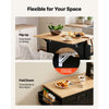 VEVOR Kitchen Island Cart with Storage, 43.58 in Wide Mobile Rolling Storage Island on Swivel Wheels, with 2 Drawers, Storage Cabinet, Drop Leaf, Spice/Towel Rack, Table for Home Dining Room, Black