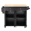 VEVOR Kitchen Island Cart with Storage, 43.58 in Wide Mobile Rolling Storage Island on Swivel Wheels, with 2 Drawers, Storage Cabinet, Drop Leaf, Spice/Towel Rack, Table for Home Dining Room, Black