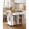 VEVOR Kitchen Island Cart with Storage, 43.58 in Wide Mobile Rolling Storage Island on Swivel Wheels, with 2 Drawers, Storage Cabinet, Drop Leaf, Spice/Towel Rack, Table for Home Dining Room, White