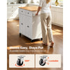 VEVOR Kitchen Island Cart with Storage, 43.58 in Wide Mobile Rolling Storage Island on Swivel Wheels, with 2 Drawers, Storage Cabinet, Drop Leaf, Spice/Towel Rack, Table for Home Dining Room, White