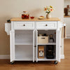 VEVOR Kitchen Island Cart with Storage, 43.58 in Wide Mobile Rolling Storage Island on Swivel Wheels, with 2 Drawers, Storage Cabinet, Drop Leaf, Spice/Towel Rack, Table for Home Dining Room, White