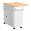VEVOR Kitchen Island Cart with Storage, 43.58 in Wide Mobile Rolling Storage Island on Swivel Wheels, with 2 Drawers, Storage Cabinet, Drop Leaf, Spice/Towel Rack, Table for Home Dining Room, White
