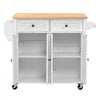 VEVOR Kitchen Island Cart with Storage, 43.58 in Wide Mobile Rolling Storage Island on Swivel Wheels, with 2 Drawers, Storage Cabinet, Drop Leaf, Spice/Towel Rack, Table for Home Dining Room, White