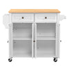 VEVOR Kitchen Island Cart with Storage, 43.58 in Wide Mobile Rolling Storage Island on Swivel Wheels, with 2 Drawers, Storage Cabinet, Drop Leaf, Spice/Towel Rack, Table for Home Dining Room, White