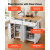 VEVOR Kitchen Island Cart with Storage, 47.64 in Wide Mobile Rolling Storage Island on Swivel Wheels, with 2 Drawers, Storage Cabinet, Drop Leaf, Towel Rack, Table for Home Dining Room, White