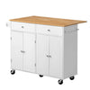 VEVOR Kitchen Island Cart with Storage, 47.64 in Wide Mobile Rolling Storage Island on Swivel Wheels, with 2 Drawers, Storage Cabinet, Drop Leaf, Towel Rack, Table for Home Dining Room, White