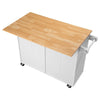 VEVOR Kitchen Island Cart with Storage, 47.64 in Wide Mobile Rolling Storage Island on Swivel Wheels, with 2 Drawers, Storage Cabinet, Drop Leaf, Towel Rack, Table for Home Dining Room, White