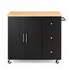 VEVOR Kitchen Island Cart with Storage, 42.4 in Wide Mobile Rolling Storage Island on Swivel Wheels, with 3 Drawers, Storage Cabinet, Drop Leaf, Towel Rack, Table for Home Dining Room, Black
