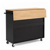 VEVOR Kitchen Island Cart with Storage, 42.4 in Wide Mobile Rolling Storage Island on Swivel Wheels, with 3 Drawers, Storage Cabinet, Drop Leaf, Towel Rack, Table for Home Dining Room, Black