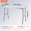 VEVOR Folding Commercial Prep Table, 48 x 24 Inch Commercial Worktable Workstation, Heavy-duty Stainless Steel Folding Table with 300 lbs Load, Kitchen Work Table, for Home Kitchen Restaurant Garage