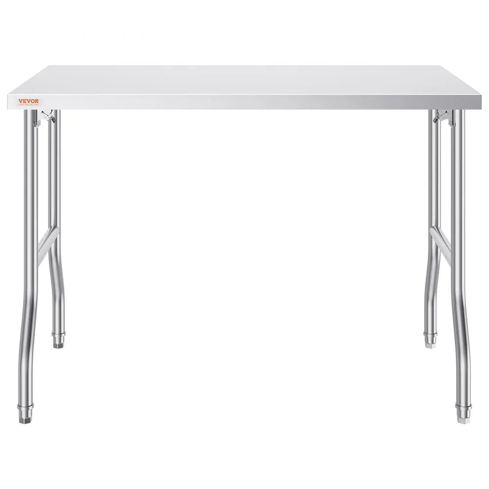 VEVOR Folding Commercial Prep Table, 48 x 24 Inch Commercial Worktable Workstation, Heavy-duty Stainless Steel Folding Table with 300 lbs Load, Kitchen Work Table, for Home Kitchen Restaurant Garage