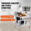 VEVOR Stainless Steel Work Table 36 x 30 x 34 Inch, 700 LBS Load Capacity with 4 Wheels, 3 Adjustable Height Levels, Heavy Duty Food Prep Worktable for Commercial Kitchen Restaurant, Silver