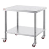 VEVOR Stainless Steel Work Table 36 x 30 x 34 Inch, 700 LBS Load Capacity with 4 Wheels, 3 Adjustable Height Levels, Heavy Duty Food Prep Worktable for Commercial Kitchen Restaurant, Silver