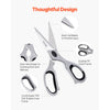 VEVOR Kitchen Scissors, Durable Stainless Steel Kitchen Shears with Protective Sheath, Heavy Duty Cooking Shears Soft Grip Comfort Handle, Kitchen Utensil for Cutting Meat, Food, Fish, Poultry, Grey