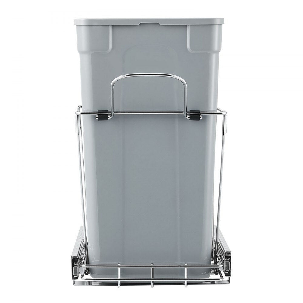 VEVOR Pullout Trash Can for Kitchen Cabinets, 35 QT Garbage Waste Recycling Bin, Under Mount Waste Container, with Heavy Duty Metal Full Extension Sliding System and Handle, for Sink, Under Counter