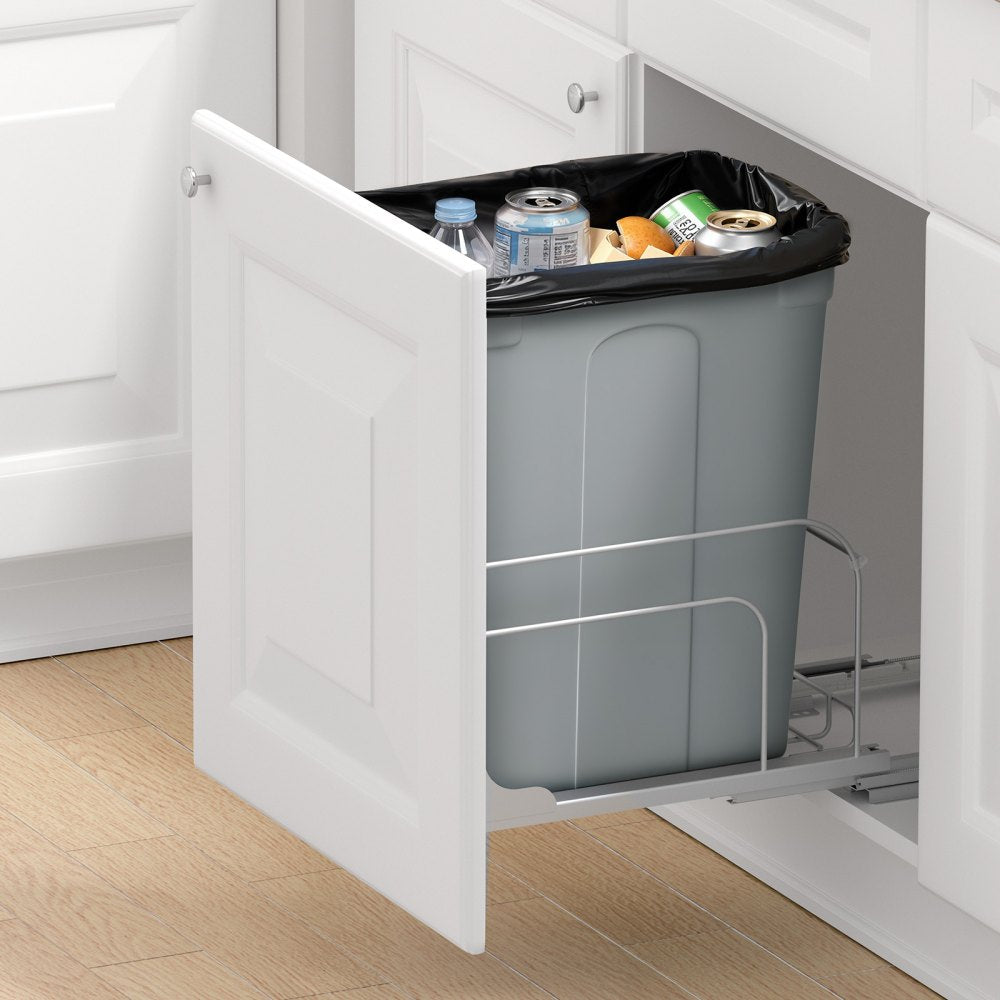 VEVOR Pullout Trash Can for Kitchen Cabinets, 35 QT Garbage Waste Recycling Bin, Under Mount Waste Container, with Heavy Duty Metal Soft Close Sliding System and Door Kit, for Sink, Under Counter