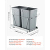 VEVOR Pullout Trash Can for Kitchen Cabinets, 27QTx2 Double Under Sink Garbage Waste Recycling Bin, Under Mount Waste Container, with Heavy Duty Metal Full Extension Sliding System and Handle