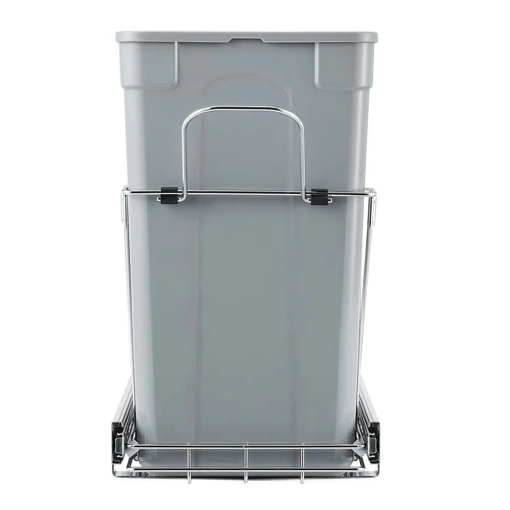 VEVOR Pullout Trash Can for Kitchen Cabinets, 27QTx2 Double Under Sink Garbage Waste Recycling Bin, Under Mount Waste Container, with Heavy Duty Metal Full Extension Sliding System and Handle
