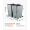 VEVOR Pullout Trash Can for Kitchen Cabinets, 35 QT x2 Double Under Sink Garbage Waste Recycling Bin, Under Mount Waste Container, with Heavy Duty Metal Full Extension Sliding System and Handle